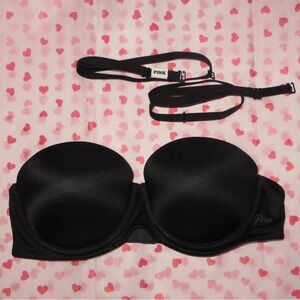 Black Victoria's Secret PINK strapless push up bra🐈‍⬛🖤